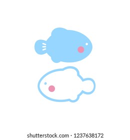 Cute pisces icon on white