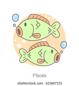 cute pisces vector symbol cartoon