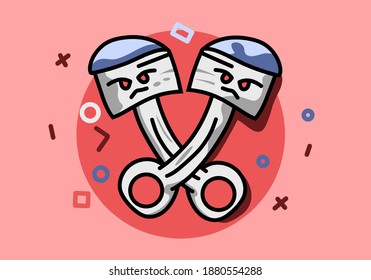 Cute piston mascot.vector design good for otomotif logo, clothing, sticker or etc
