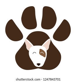 cute pit bull in the paw print 