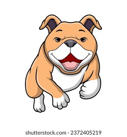 Cute pitbull cartoon on white background