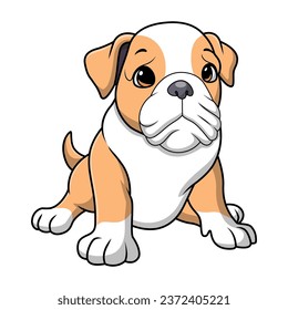 Cute pitbull cartoon on white background