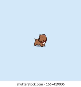 Cute pitbull dog cartoon icon, vector illustration