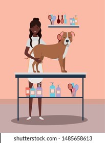 cute pitbull dog pet character