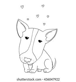 Cute pit-bull. Hand drawn vector stock illustration. Black and white whiteboard drawing