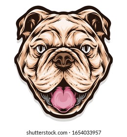 cute pitbull head vector logo