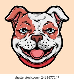 cute pitbull head vector logo