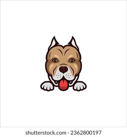 Cute Pitbull with Outed Tongue Logo