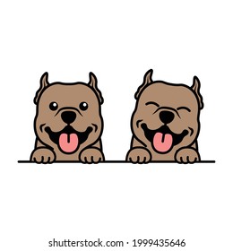 Cute pitbull puppy cartoon, vector illustration