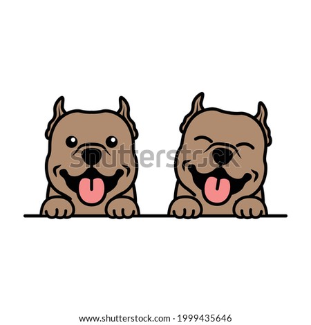 Cute pitbull puppy cartoon, vector illustration