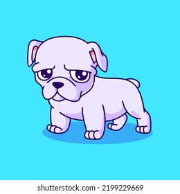 cute pitbull sad vector illustration. bulldog cartoon