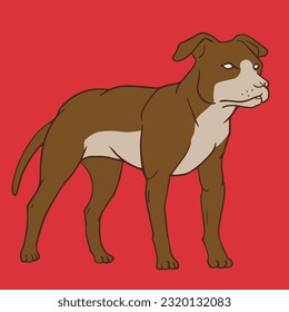 a cute pitbull vector illustration with a pale blue background, perfect for cute illustration