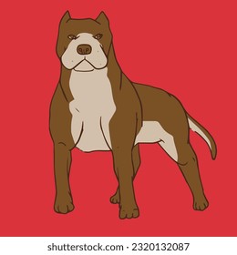 a cute pitbull vector illustration with a pale blue background, perfect for cute illustration