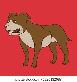 a cute pitbull vector illustration with a pale blue background, perfect for cute illustration