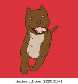 a cute pitbull vector illustration with a pale blue background, perfect for cute illustration