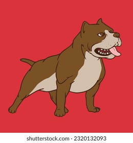 a cute pitbull vector illustration with a pale blue background, perfect for cute illustration