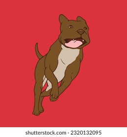 a cute pitbull vector illustration with a pale blue background, perfect for cute illustration