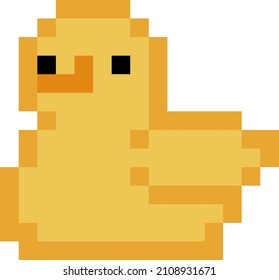 Cute pixel 8 bit rubber ducky - vector, isolated