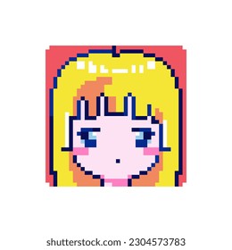 Cute Pixel Art Emote Icons. Ausdrucksvolles 8-Bit-Blonde-Girl-Emoji mit neutralen, undifferenzierten Emotionen - Perfekt für dekorative digitale Kunst, Game Streaming, Sticker, Video Game Element.