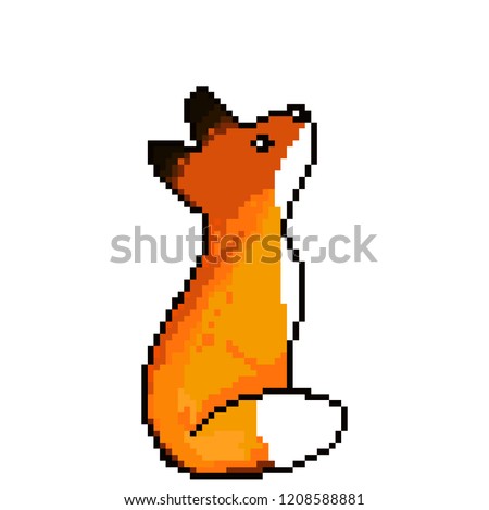 Cute pixel art fox. Pixel art. 8 bit. Vector illustration