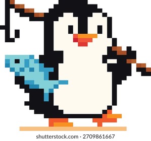 Cute pixel art illustration of a small penguin in vector EPS format. Perfect for stickers, kids’ designs, icons, and fun digital artwork. 