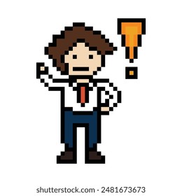 Cute pixel cartoon 8bit character business man businessman smart game vector for decoration business 8 bit male career smart character game vector.