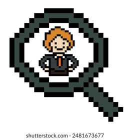 Cute pixel cartoon 8bit character business man businessman smart game vector for decoration business 8 bit male career smart character game vector.