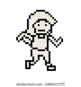 Lindo pixel caricatura 8 bit personaje mujer correr o correr jog estilo de vida para la decoración estilo de vida 8 bit mujer jog maratón ejercicio Vector.