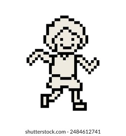 Cute pixel cartoon 8bit character man run or running jog lifestyle for decoration life style 8 bit male boy jog marathon exercise vector.