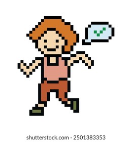 Dibujos animados de píxeles lindos 8 bits personaje mujer mujer carrera o correr jog cardio estilo de vida para decoración estilo de vida 8 bits mujer jog maratón ejercicio Vector.