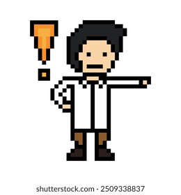 Nette Pixel Cartoon 8bit Charakter Mann Arzt oder Wissenschaftler Spiel Pflege für Dekoration Apotheker männlichen Arzt im Krankenhaus 8 Bit männlichen Pixel Art Vektor.