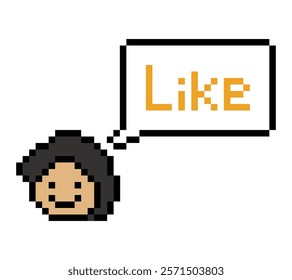 Cute pixel cartoon 8bit character man feel love happy happiness emotion lifestyle decoration life style 8 bit male boy happy favorite like mood game 8bit isolated vector.