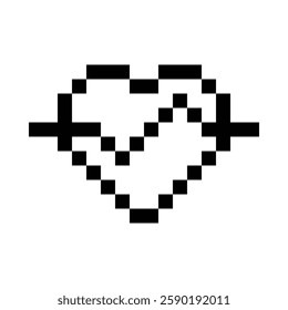 Cute pixel cartoon 8bit character feel love happy happiness heart emotion decoration in love 8 bit happy red heart video game isolated vector.