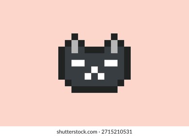 Nette Pixel Cartoon 8bit Zeichen schwarz Katze Kätzchen Dekoration Katze 8 Bit Katze Kätzchen Zeichen Hintergrund Vektor.