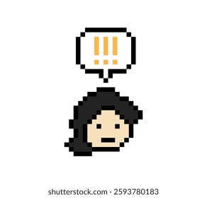Cute pixel cartoon character man notice with exclamation mark decoration 8 bit male boy surprise idea exclamation alert cartoon pixel video game 8bit vector.