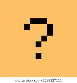 Cute pixel cartoon character question mark symbol decoration 8 bit idea question mark quiz questionnaire choose cartoon pixel game 8bit vector.