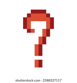 Cute pixel cartoon character question mark symbol decoration 8 bit idea question mark quiz questionnaire choose cartoon pixel game 8bit vector.