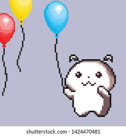 
Cute pixel cartoon monster. Pixel art. 8 bit. Vector illustration