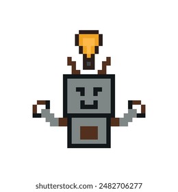 Lindo pixel caricatura robot ai 8bit robot de juego de personajes o AI para la educación máquina de aprendizaje chat Vector cabeza grande 8 bit bot Vector tecnología AI robot.