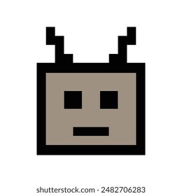 Lindo pixel caricatura robot ai 8bit robot de juego de personajes o AI para la educación máquina de aprendizaje chat Vector cabeza grande 8 bit bot Vector tecnología AI robot.