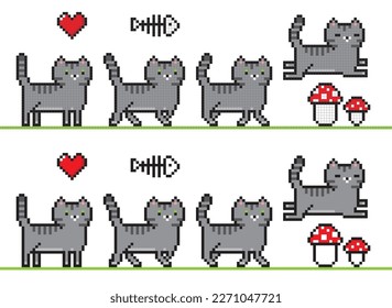 cute pixel cat movement game doodle elements