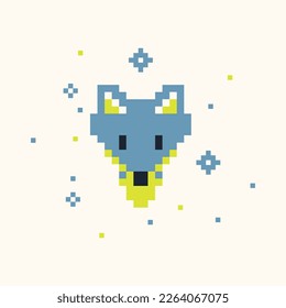Cute pixel fox head art work 