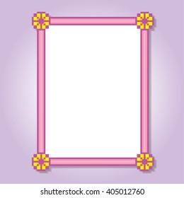 Cute pixel frame. Pixel art. Old school computer graphic style.