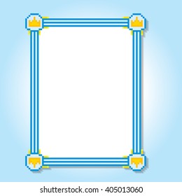 Cute pixel frame. Pixel art. Old school computer graphic style.
