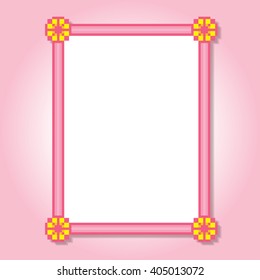 Cute pixel frame. Pixel art. Old school computer graphic style.