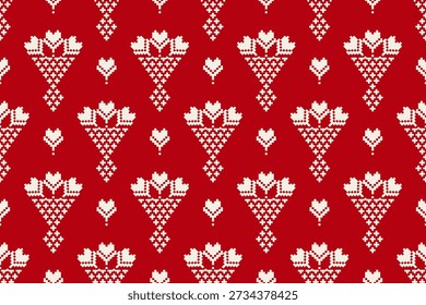 Cute Pixel Heart Seamless Pattern – Red Valentine Love Design in Retro Game Style for Textile, Kids Fashion and Wallpaper	