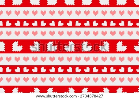 Cute Pixel Heart Seamless Pattern – Red Valentine Love Design in Retro Game Style for Textile, Kids Fashion and Wallpaper	
