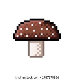 Cute pixel mushrooms. Vector illustration.