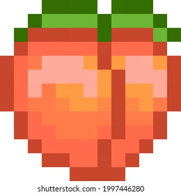 Cute pixel peach - vector, isolated