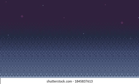 Cute Pixel Space Background. Vector Retro Illustration